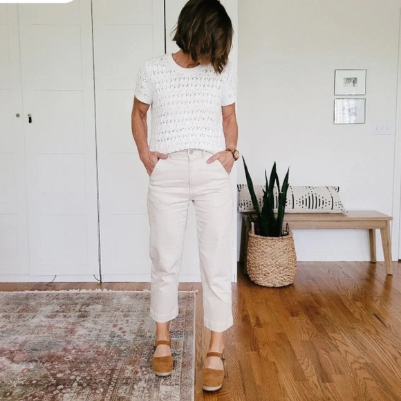 Everlane Straight Leg High Rise Crop Pant in Sandstone Size 6 - Picture 8 of 13